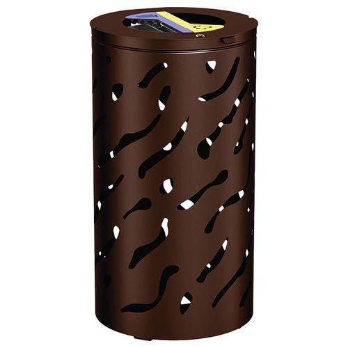 Poubelle Venise ronde Tri sélectif 2 x 60 L - galva marron 8017 thumbnail image 1