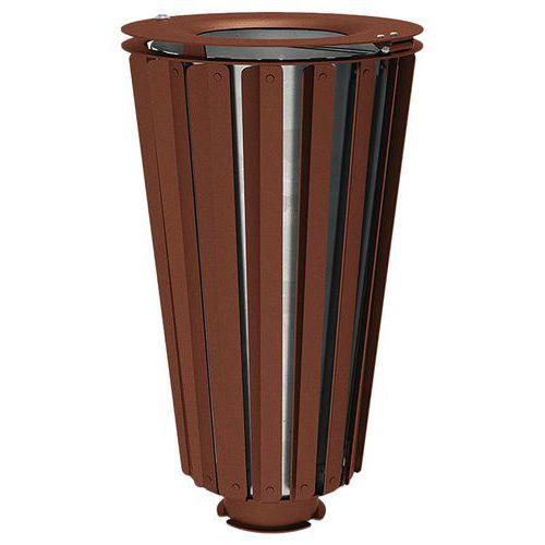 Poubelle Lofoten 80 L acier avec seau galva - aspect corten thumbnail image 1