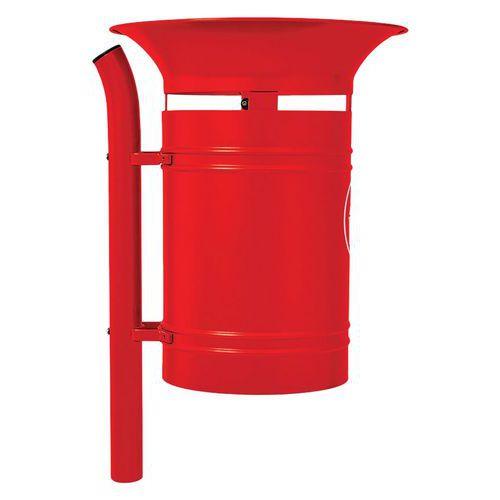 Poubelle Vanoise 40 L sur poteau avec seau - zinc rouge 3020 thumbnail image 1