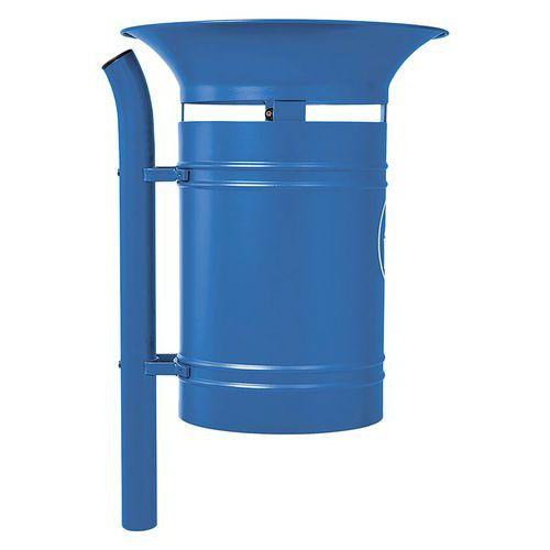 Poubelle Vanoise 40 L sur poteau avec seau - zinc bleu 5010 thumbnail image 1