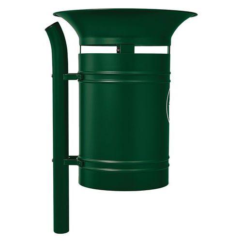 Poubelle Vanoise 40 L sur poteau avec seau - zinc vert 6005 thumbnail image 1