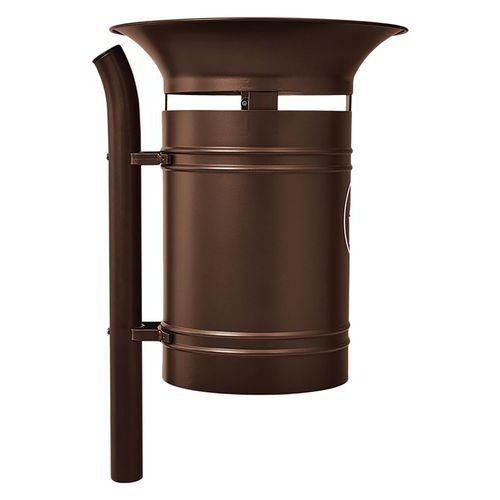 Poubelle Vanoise 40 L sur poteau avec seau - zinc marron 8017 thumbnail image 1