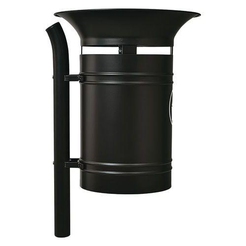 Poubelle Vanoise 40 L sur poteau avec seau - zinc noir 9005 thumbnail image 1