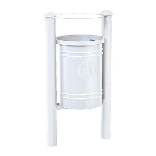 Poubelle Saintonge 40 L avec seau pommeau Agora - zinc blanc 9010 thumbnail image 1
