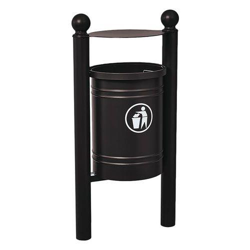 Poubelle Saintonge 40 L avec seau pommeau Boule - zinc noir 9005 thumbnail image 1