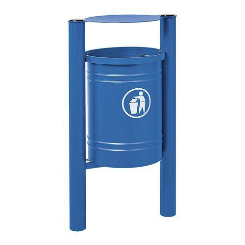 Poubelle Saintonge 40 L avec seau pommeau inox brossé - zinc bleu 5010 thumbnail image 1