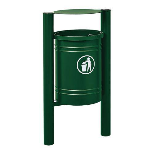 Poubelle Saintonge 40 L avec seau pommeau inox brossé - zinc vert 6005 thumbnail image 1