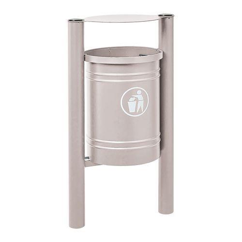 Poubelle Saintonge 40 L avec seau pommeau inox brossé - zinc gris 7044 thumbnail image 1