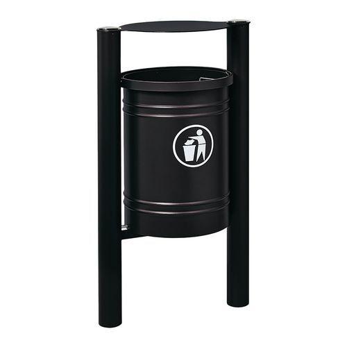 Poubelle Saintonge 40 L avec seau pommeau inox brossé - zinc noir 9005 thumbnail image 1