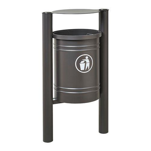 Poubelle Saintonge 40L avec seau pommeau inox brossé zinc gris Procity thumbnail image 1