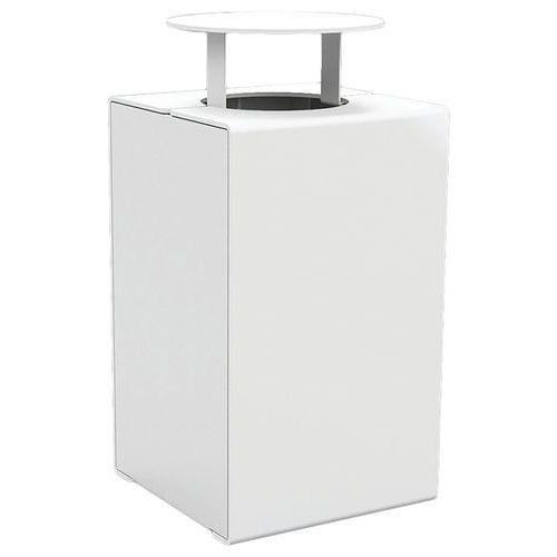 Poubelle Kub 120 L acier avec couvercle - blanc 9010 thumbnail image 1