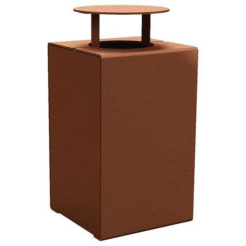 Poubelle Kub 120 L acier avec couvercle - aspect corten thumbnail image 1