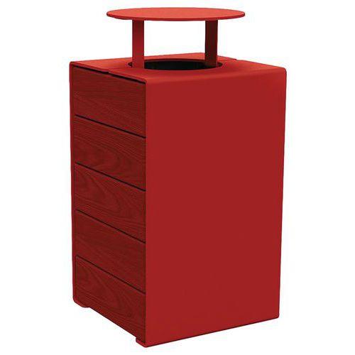 Poubelle Kub 120 L acier/bois avec couvercle - rouge foncé 3004/acajou thumbnail image 1