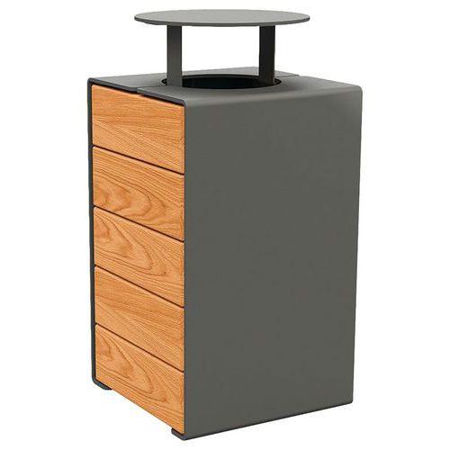 Poubelle Kub 120 L acier/bois avec couvercle gris Procity/chêne clair thumbnail image 1