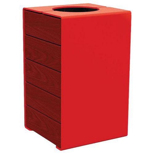 Poubelle Kub 120 L acier/bois - rouge 3020/acajou thumbnail image 1