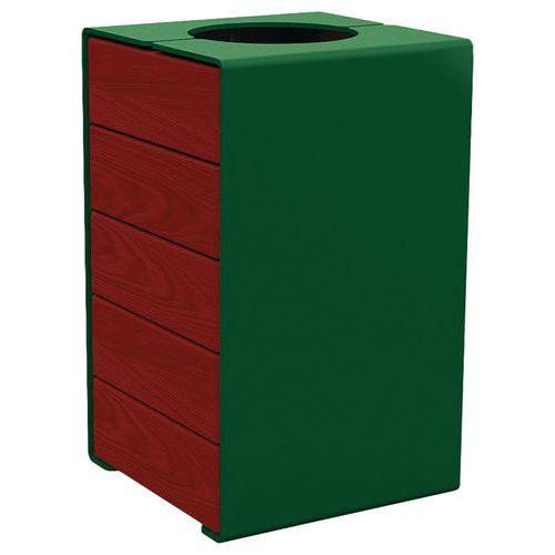 Poubelle Kub 120 L acier/bois - vert 6005/acajou thumbnail image 1