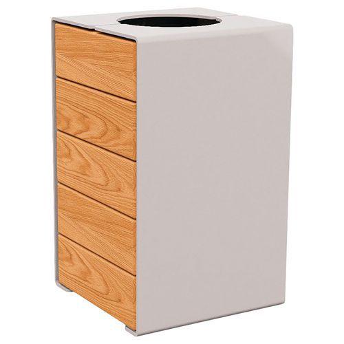 Poubelle Kub 120 L acier/bois - gris 7044/chêne clair thumbnail image 1
