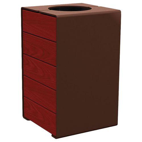 Poubelle Kub 120 L acier/bois - marron 8017/acajou thumbnail image 1