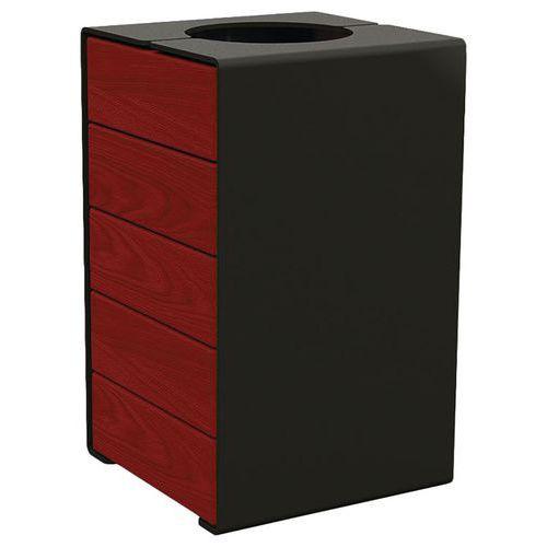 Poubelle Kub 120 L acier/bois - noir 9005/acajou thumbnail image 1