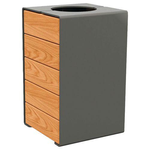 Poubelle Kub 120 L acier/bois - gris Procity/chêne clair thumbnail image 1