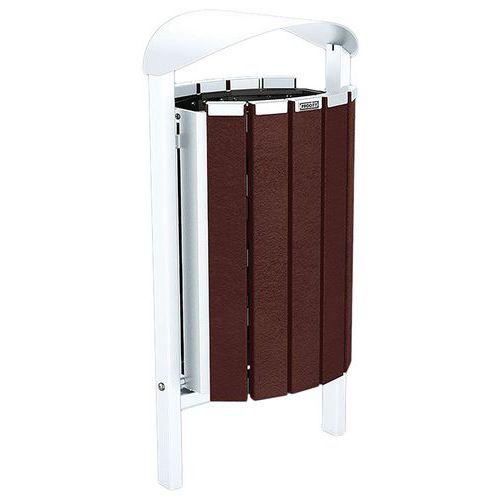 Poubelle Silaos 50L acier/plastique recyclé scellmnt marron/blanc 9010 thumbnail image 1