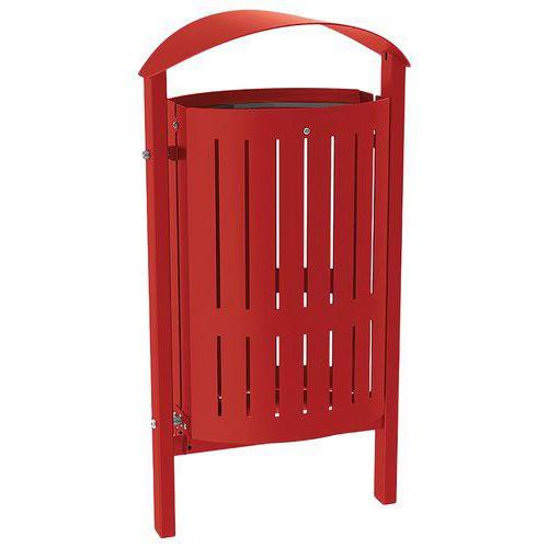 Poubelle Silaos 50 L acier - scellement direct - rouge foncé 3004 thumbnail image 1