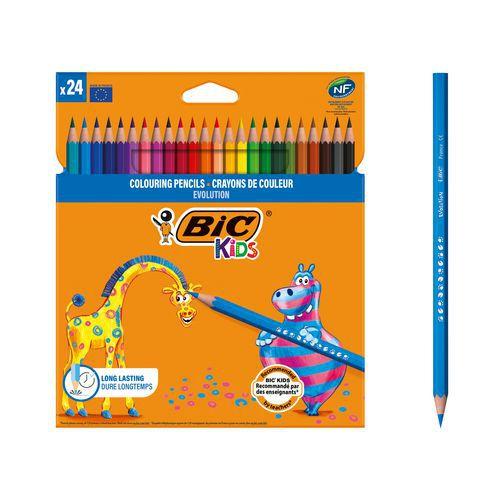 Illustration de : Etui 24 crayons couleurs Evolution - Bic