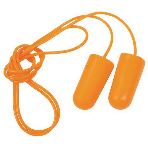 100 paires de Bouchons d'oreilles polyuréthane + cordelette - Orange thumbnail image 1