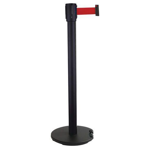 Poteau noir sangle rouge 5m base à roulettes noir thumbnail image 1