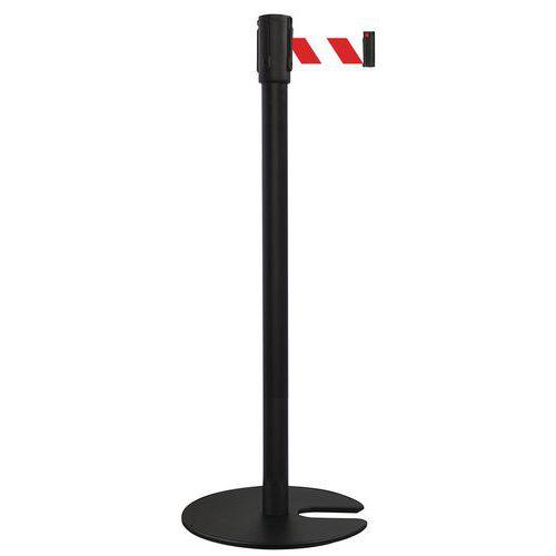 Poteau noir sangle rouge 2m base emboîtable noir thumbnail image 1