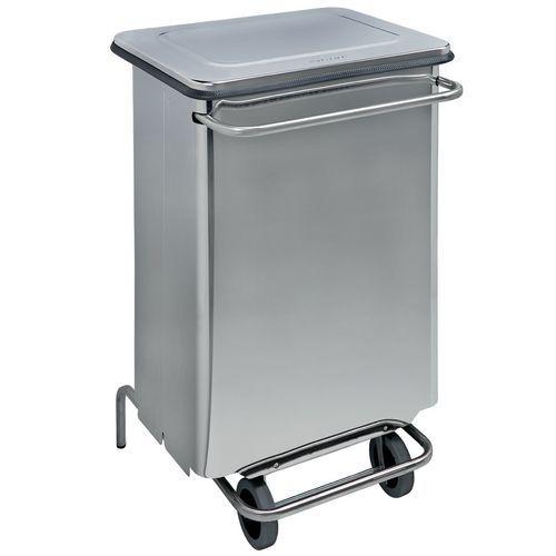 Conteneur mobile à pédale avec tubes en inox 70L - Manutan thumbnail image 1