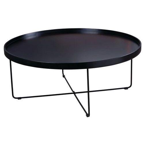 Table basse Bruno Ø 90 cm plateau Noir pied métal Noir thumbnail image 1