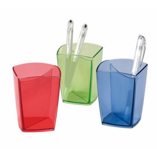 Illustration de : Pot à crayons plastique forme carrée Happy parois épaisses - CEP