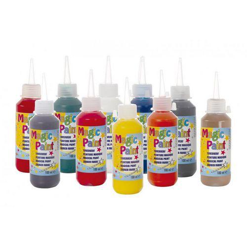 Illustration de : Assortiment 10 flacons 100 ml gouache Magic paint