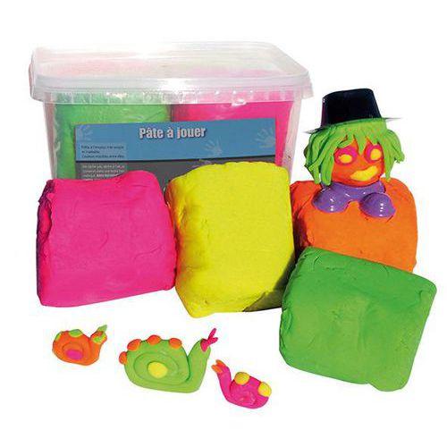 Illustration de : Assortiment 12 pains 167g de pâte à jouer fluo