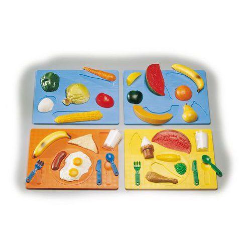 Illustration de : Lot 5 puzzles reliefs les aliments à trier