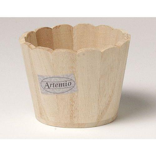 Illustration de : Cache-pot bois rond festonné Ø110 mm H 8cm - Artemio