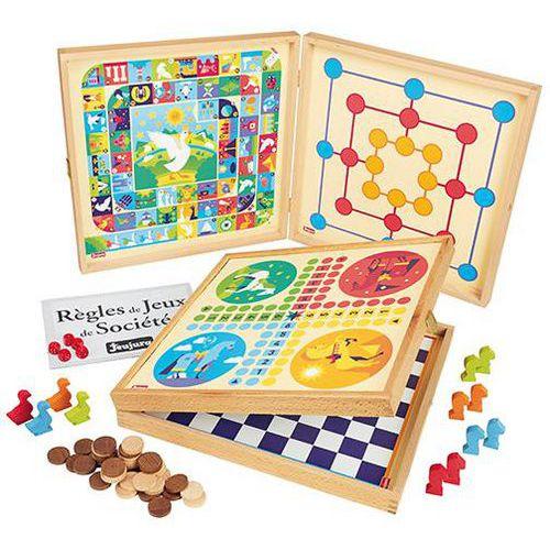 Illustration de : Coffret en bois 50 jeux de société - Jeujura