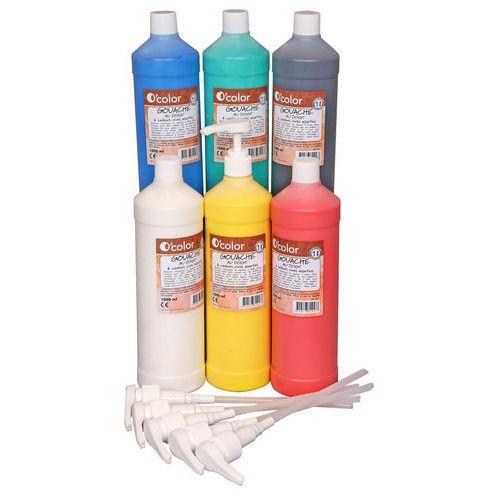 Illustration de : Set de 6 flacons 1L de gouache aux doigts - O-Color