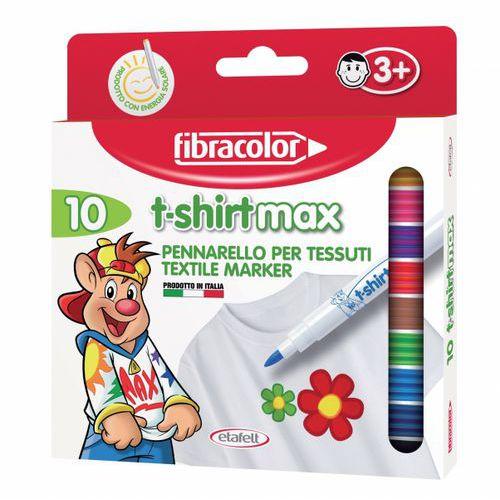 Illustration de : Boite de 10 feutres pour tissus pointe large