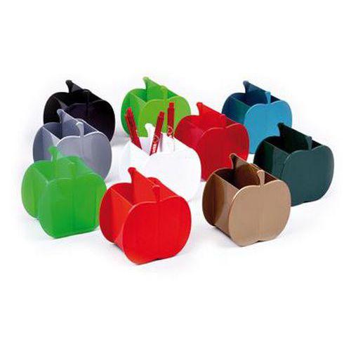 Illustration de : Pot à crayons fantaisie forme pomme couleurs assorties