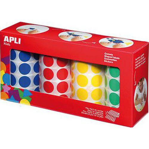 Ensemble 4 rouleaux gommettes rondes 20 mm en couleurs assorties thumbnail image 1