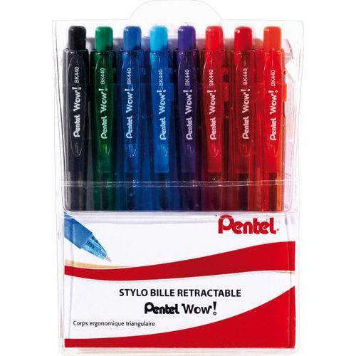 Illustration de : Pochette 8 stylos bille rétractable grip pointe 1 mm - Pentel