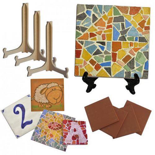 Illustration de : Lot de 20 plaques de terre cuite + 20 mini chevalets