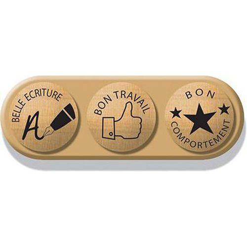 Illustration de : Ensemble de 3 tampons d'encouragement sur socle bois - Créa Lign