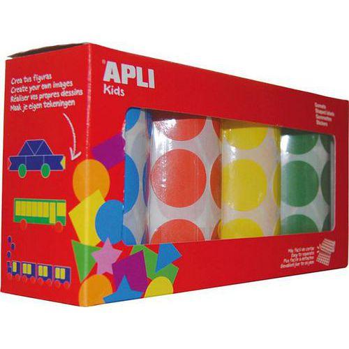 Ensemble de 4 rouleaux de gommettes géantes rondes en couleurs assorties thumbnail image 1