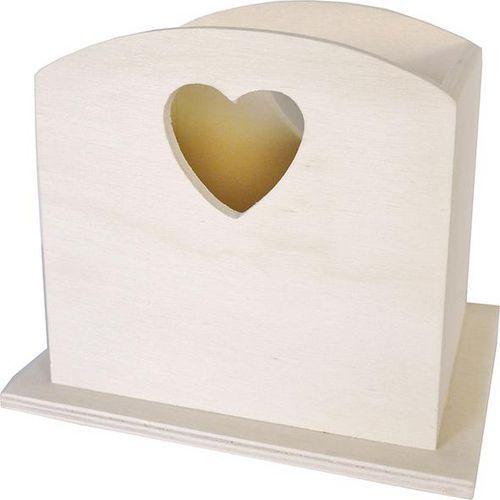 Illustration de : Pot à crayon coeur en bois à décorer 120x110x110 mm