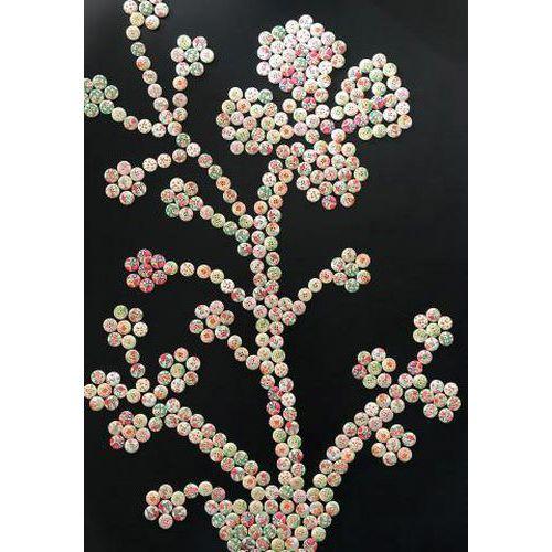 Illustration de : Sachet 150 boutons bois assortis ' fleurs '