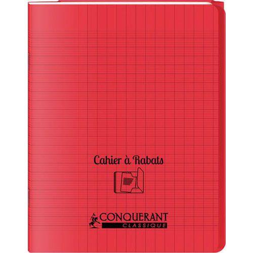 Cahier avec rabats 96 pages seyes, format 17 x 22 cm Polypropylène - Rouge thumbnail image 1