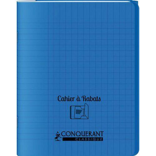 Cahier avec rabats 96 pages seyes, format 17 x 22 cm Polypropylène - Bleu thumbnail image 1